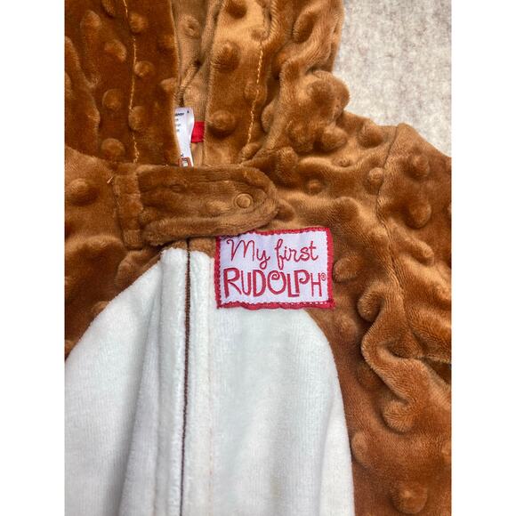 Rudolph Raindeer Minky Full Zip 1 Piece size 3 Months - Picture 1 of 4